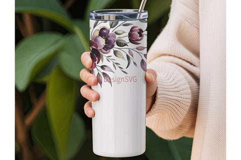 Watercolor Floral 20oz Tumbler Wrap Sublimation DesignSVG 