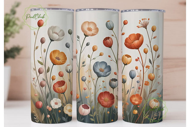 Watercolor Floral 20oz Tumbler Wrap Sublimation PixelChick 