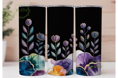 Watercolor Floral 20oz Tumbler Wrap Sublimation PixelChick 