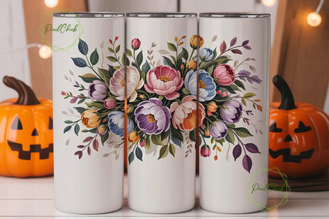 Watercolor Floral 20oz Tumbler Wrap Sublimation PixelChick 