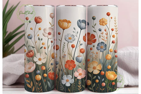 Watercolor Floral 20oz Tumbler Wrap Sublimation PixelChick 