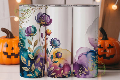 Watercolor Floral 20oz Tumbler Wrap Sublimation PixelChick 