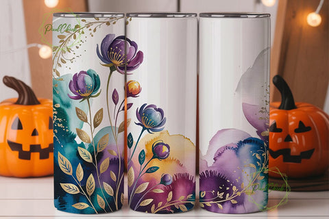 Watercolor Floral 20oz Tumbler Wrap Sublimation PixelChick 