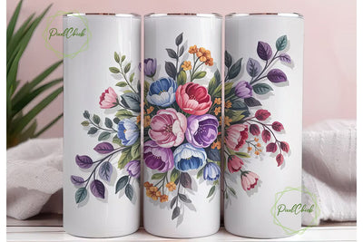 Watercolor Floral 20oz Tumbler Wrap Sublimation PixelChick 