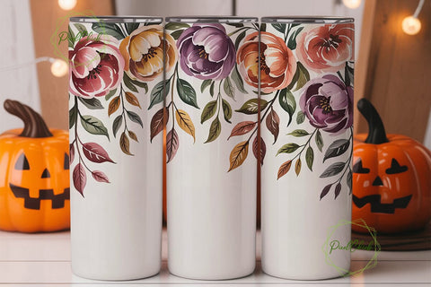Watercolor Floral 20oz Tumbler Wrap Sublimation PixelChick 