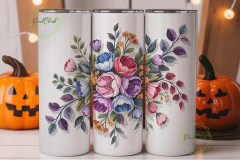 Watercolor Floral 20oz Tumbler Wrap Sublimation PixelChick 