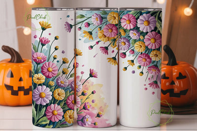 Watercolor Floral 20oz Tumbler Wrap Sublimation PixelChick 