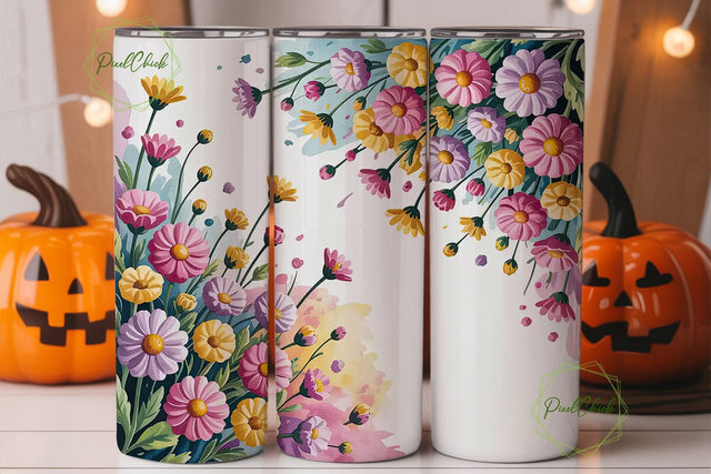 Watercolor Floral 20oz Tumbler Wrap Sublimation PixelChick 