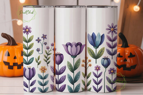 Watercolor Floral 20oz Tumbler Wrap Sublimation PixelChick 