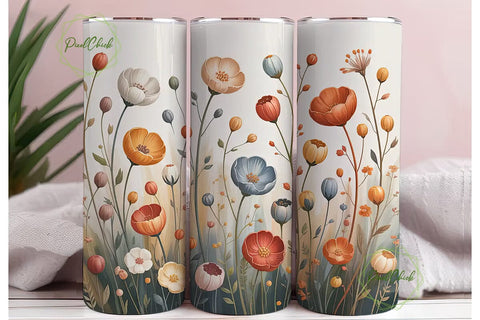 Watercolor Floral 20oz Tumbler Wrap Sublimation PixelChick 