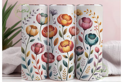 Watercolor Floral 20oz Tumbler Wrap Sublimation PixelChick 