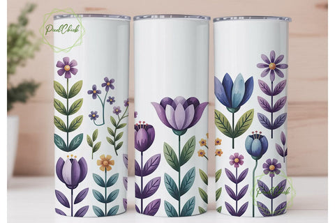 Watercolor Floral 20oz Tumbler Wrap Sublimation PixelChick 