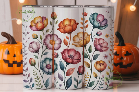 Watercolor Floral 20oz Tumbler Wrap Sublimation PixelChick 