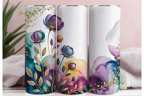 Watercolor Floral 20oz Tumbler Wrap Sublimation PixelChick 