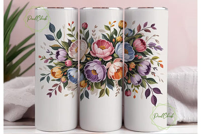 Watercolor Floral 20oz Tumbler Wrap Sublimation PixelChick 