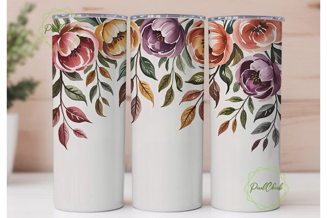 Watercolor Floral 20oz Tumbler Wrap Sublimation PixelChick 