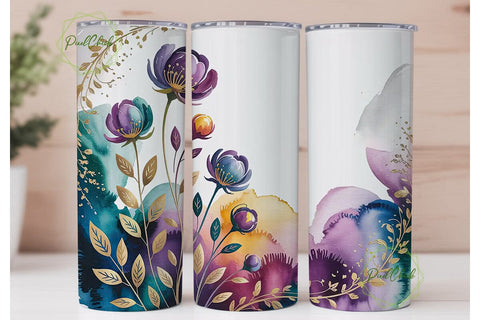 Watercolor Floral 20oz Tumbler Wrap Sublimation PixelChick 