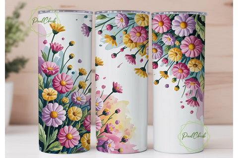 Watercolor Floral 20oz Tumbler Wrap Sublimation PixelChick 