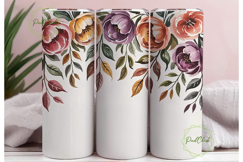 Watercolor Floral 20oz Tumbler Wrap Sublimation PixelChick 