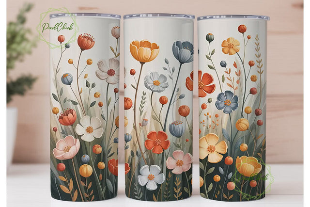 Watercolor Floral 20oz Tumbler Wrap Sublimation PixelChick 