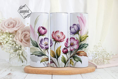 Watercolor Floral 20oz Tumbler Wrap Sublimation sassyprint 