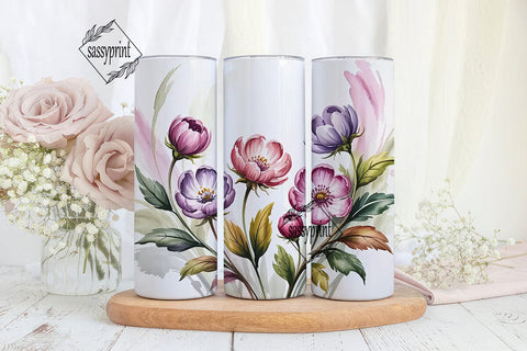 Watercolor Floral 20oz Tumbler Wrap Sublimation sassyprint 