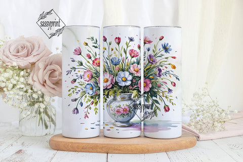 Watercolor Floral 20oz Tumbler Wrap Sublimation sassyprint 