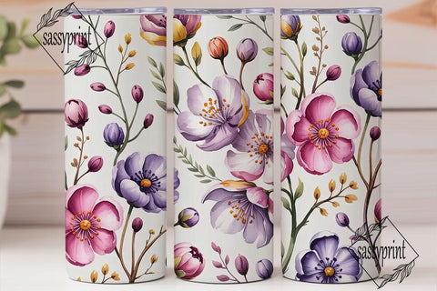 Watercolor Floral 20oz Tumbler Wrap Sublimation sassyprint 