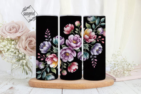 Watercolor Floral 20oz Tumbler Wrap Sublimation sassyprint 