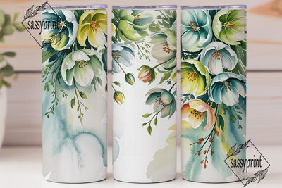 Watercolor Floral 20oz Tumbler Wrap Sublimation sassyprint 