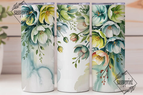 Watercolor Floral 20oz Tumbler Wrap Sublimation sassyprint 