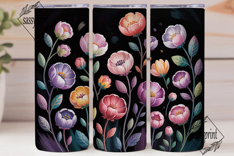 Watercolor Floral 20oz Tumbler Wrap Sublimation sassyprint 