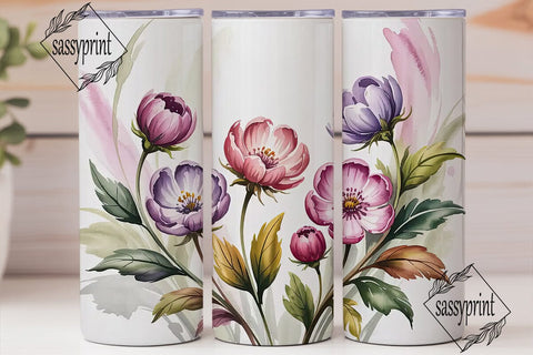Watercolor Floral 20oz Tumbler Wrap Sublimation sassyprint 