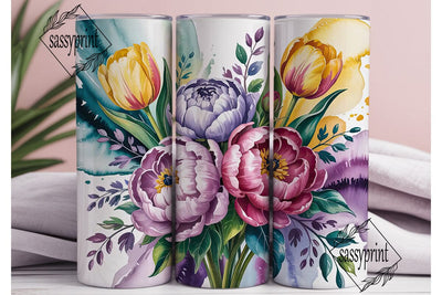 Watercolor Floral 20oz Tumbler Wrap Sublimation sassyprint 