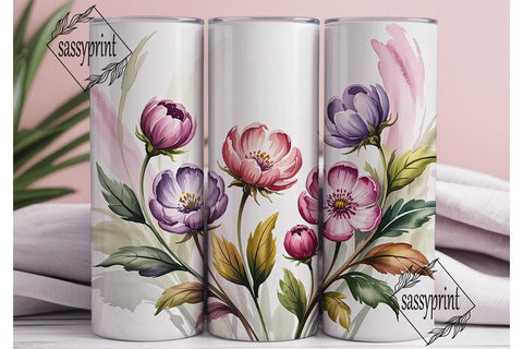 Watercolor Floral 20oz Tumbler Wrap Sublimation sassyprint 