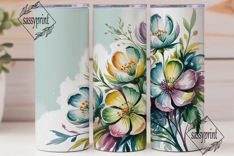 Watercolor Floral 20oz Tumbler Wrap Sublimation sassyprint 