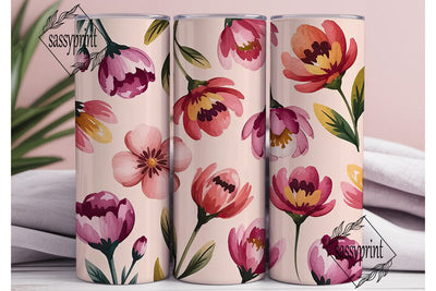 Watercolor Floral 20oz Tumbler Wrap Sublimation sassyprint 