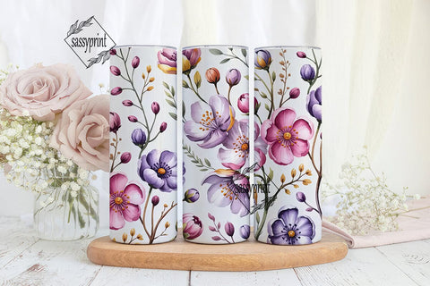 Watercolor Floral 20oz Tumbler Wrap Sublimation sassyprint 