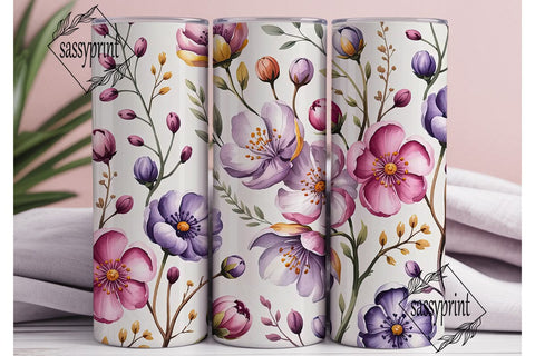 Watercolor Floral 20oz Tumbler Wrap Sublimation sassyprint 