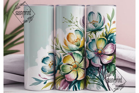 Watercolor Floral 20oz Tumbler Wrap Sublimation sassyprint 