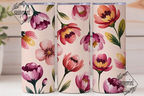 Watercolor Floral 20oz Tumbler Wrap Sublimation sassyprint 
