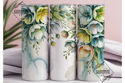Watercolor Floral 20oz Tumbler Wrap Sublimation sassyprint 
