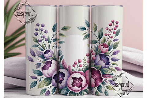 Watercolor Floral 20oz Tumbler Wrap Sublimation sassyprint 