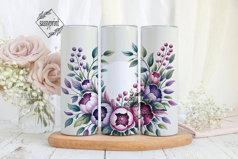 Watercolor Floral 20oz Tumbler Wrap Sublimation sassyprint 