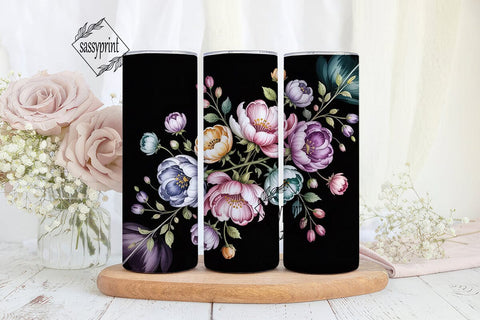 Watercolor Floral 20oz Tumbler Wrap Sublimation sassyprint 