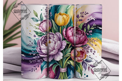 Watercolor Floral 20oz Tumbler Wrap Sublimation sassyprint 