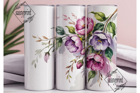 Watercolor Floral 20oz Tumbler Wrap Sublimation sassyprint 