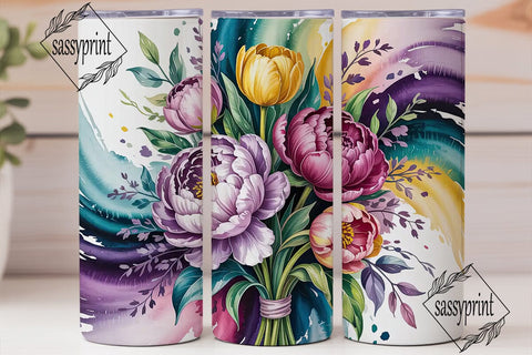 Watercolor Floral 20oz Tumbler Wrap Sublimation sassyprint 