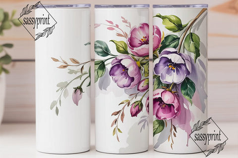 Watercolor Floral 20oz Tumbler Wrap Sublimation sassyprint 