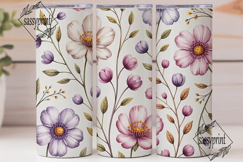 Watercolor Floral 20oz Tumbler Wrap Sublimation sassyprint 